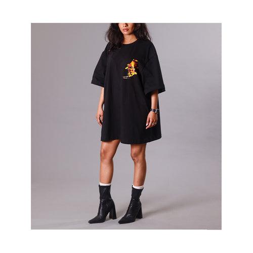 SuperHUEMN Handcrafted 'Burning Man' Oversized Dress (Black)