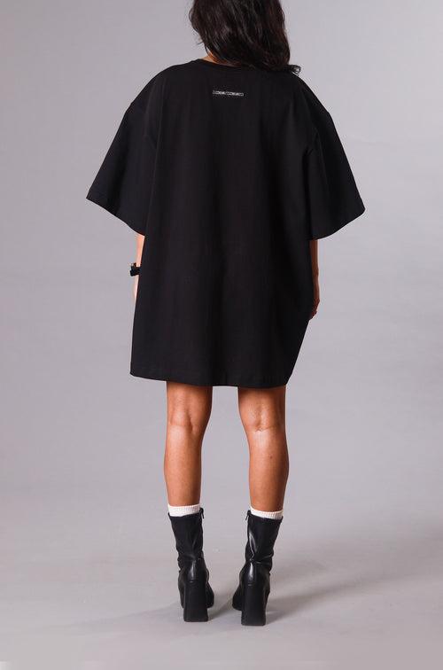 SuperHUEMN Handcrafted 'Burning Man' Oversized Dress (Black)