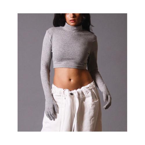 SuperHUEMN Second Skin Crop Top 2.0 (Melange Grey)