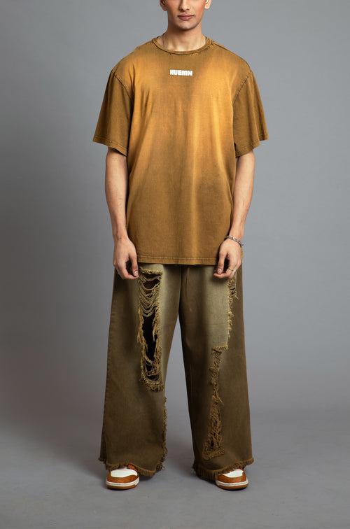 SuperHUEMN Sand Washed T-shirt (Cinnamon Brown)