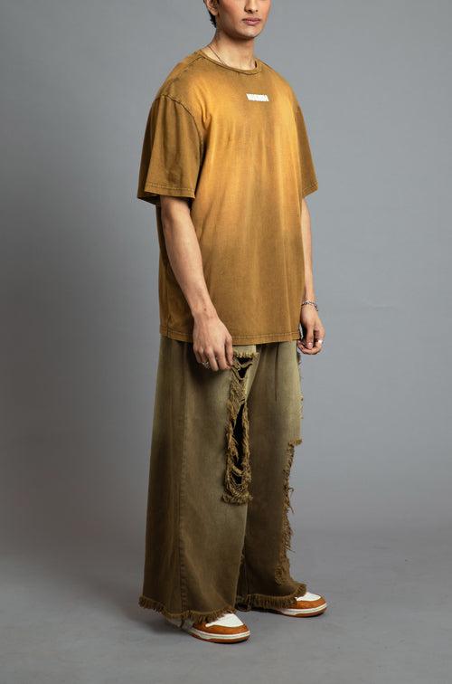 SuperHUEMN Sand Washed T-shirt (Cinnamon Brown)