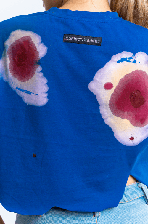 Huemn Blood Washed To Love Crop Top (Blue)