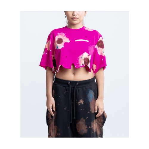 Huemn Blood Washed To Love Crop Top (Hot Pink)