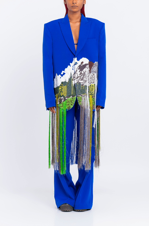 Handcrafted 'Mountains' Blazer (Blue)