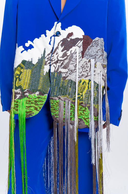 Handcrafted 'Mountains' Blazer (Blue)