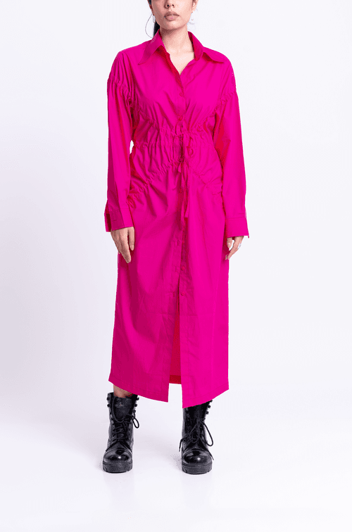 Drawstring Dress (Hot Pink)