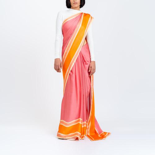 The Racer Stripe Sari (Blush Pink)