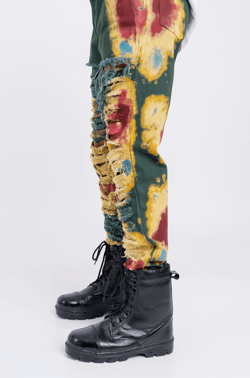 Huemn Blood Washed Slit And Frayed Denim (Green)