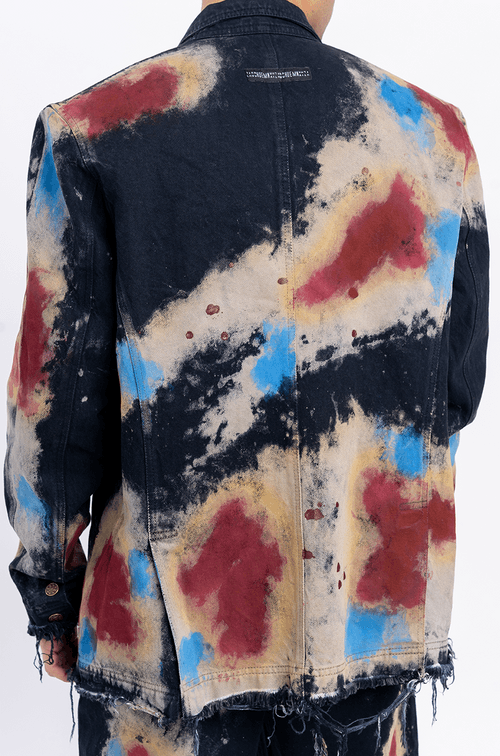 Huemn Blood Washed Distressed Edge Denim Blazer