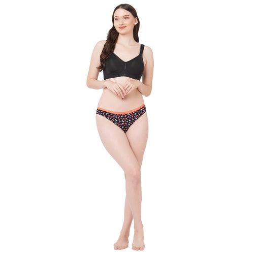 Mid Rise Medium Coverage Solid and Printed Cotton Stretch Brief Panty (Pack of 6)