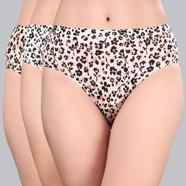 High Rise Full Coverage Printed Stretch Cotton Hipster Panty (Pack of 3) - 3FCB-30