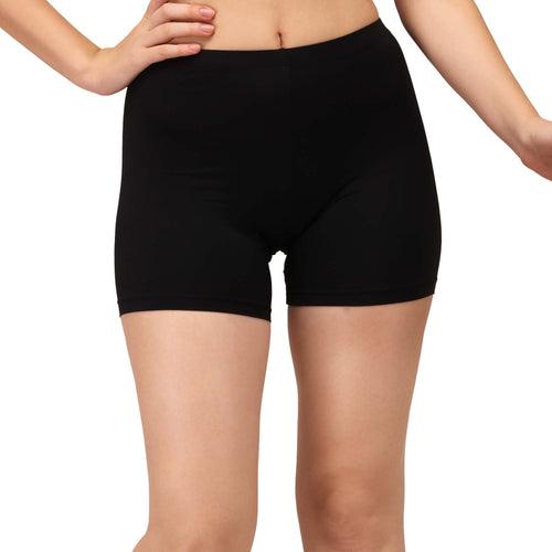 Solid Polyamide Spandex Mid Thigh Length Cycling Shorts (PACK of 2) CS-4