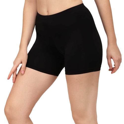 Solid Polyamide Spandex Mid Thigh Length Cycling Shorts (PACK of 2) CS-4