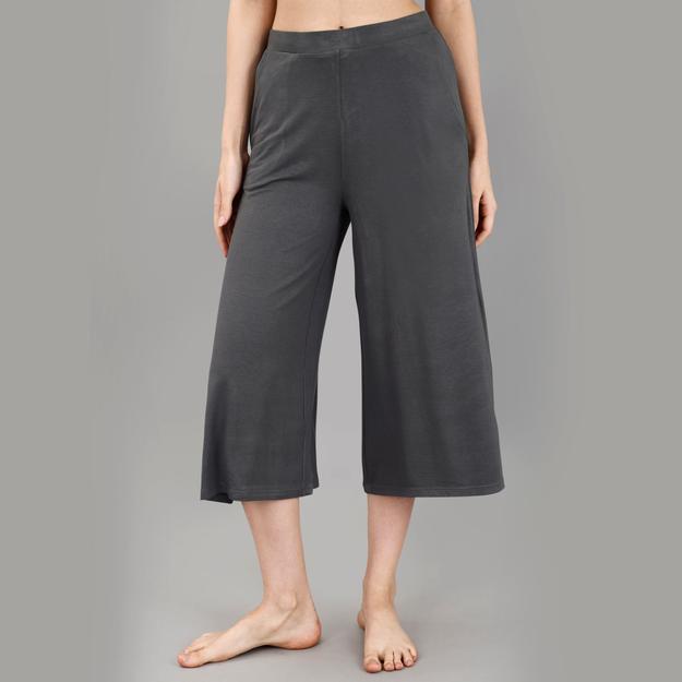 Mid Rise Flared Lounge Culottes 3/4 Length with Pockets-NT-130