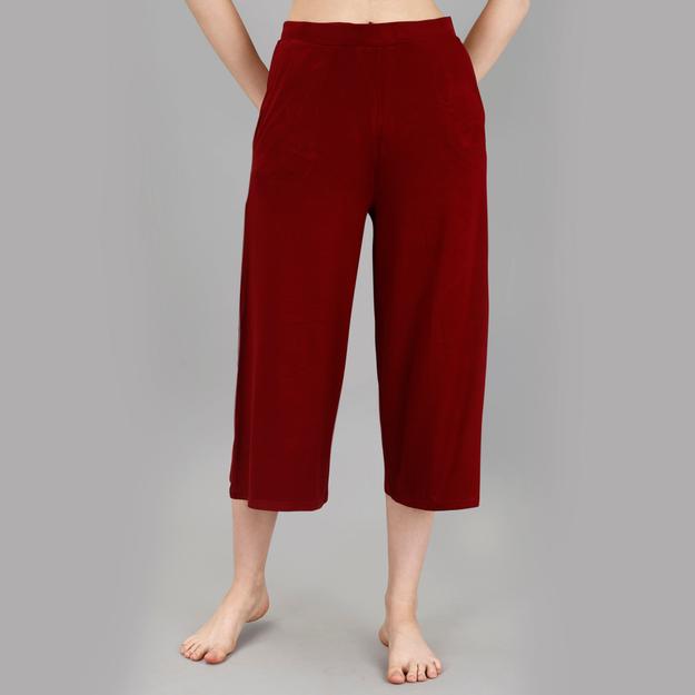 Mid Rise Flared Lounge Culottes 3/4 Length with Pockets-NT-130