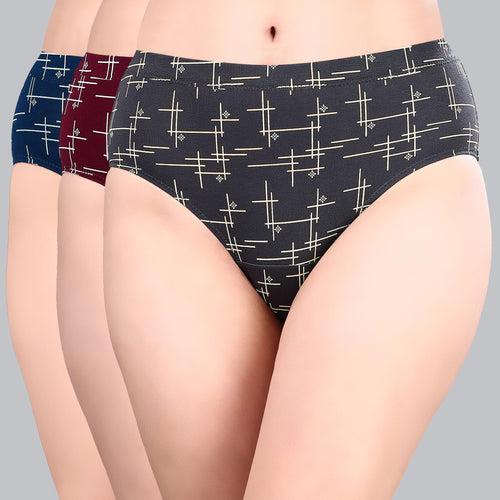 High Rise Full Coverage Printed Stretch Cotton Hipster Panty (Pack of 3) - 3FCB-30