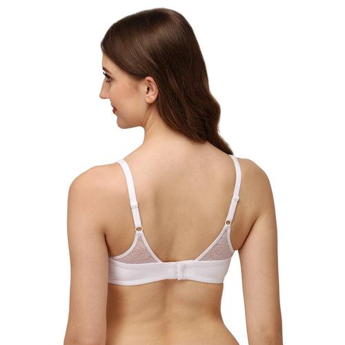 Full Coverage Padded Non Wired Bra With Lace Detailing- CB-132