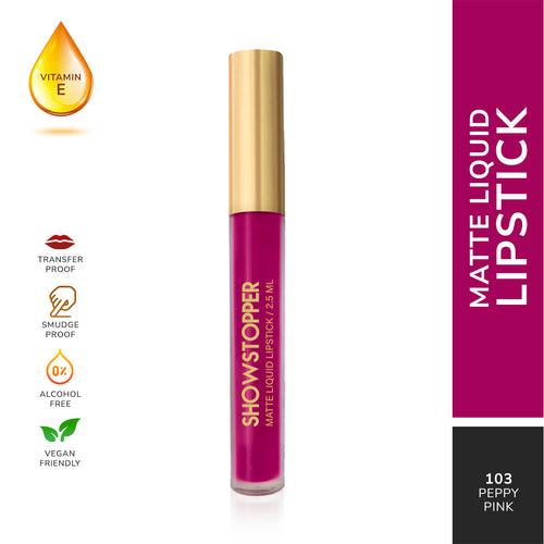 Showstopper Matte Liquid Lipstick (Color - PEPPY PINK)