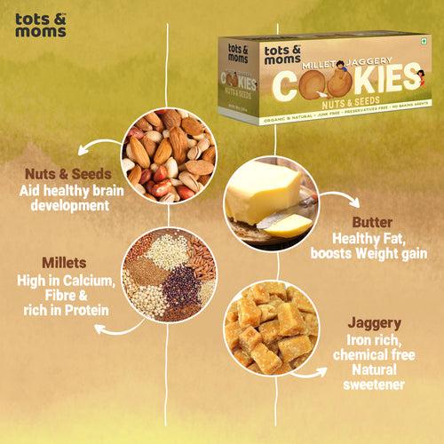 Healthy & Nutritional Cookies for Kids - Pack of 3| |Choco Bajra | Ragi & Almonds | Nuts & Seeds | 150g each