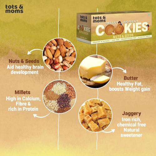 Healthy & Nutritional Cookies for Kids - Pack of 2  | |Choco Bajra | Nuts & Seeds | 150g each