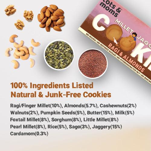 Millet & Jaggery Cookies - Ragi & Almonds | Pack of 6