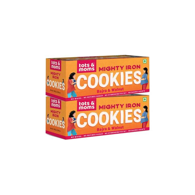 Healthy & Nutritional Mighty Iron Cookies for Moms - Bajra & Walnut - Pack of 2 - 150g Each