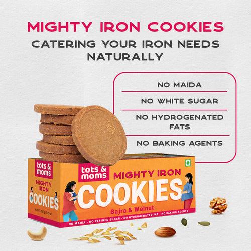 Healthy & Nutritional Mighty Iron Cookies for Moms - Bajra & Walnut - Pack of 3 - 150g Each