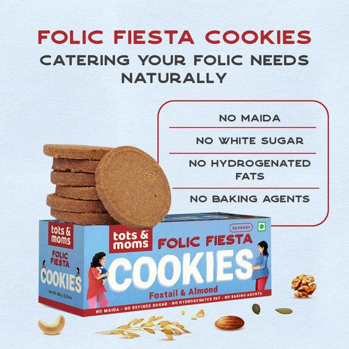 Healthy & Nutritional Folic Fiesta -   Foxtail Millet & Almond Savory Cookies for Moms - Pack of 2 | 150g Each