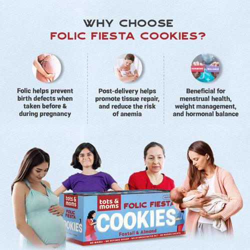 Healthy & Nutritional Folic Fiesta -   Foxtail Millet & Almond Savory Cookies for Moms - Pack of 3 | 150g Each