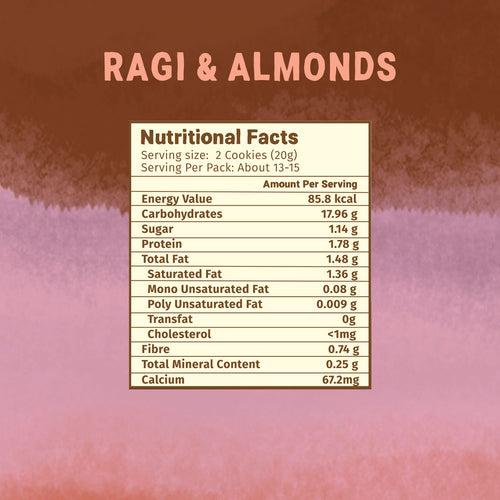 Healthy & Nutritional Cookies pack of 2 | Ragi & Almonds |Sweet & Savory| 150g each