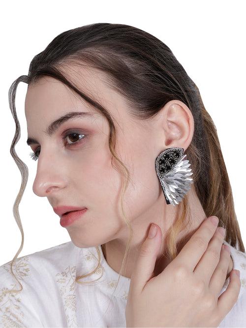 Elegant Angel Wing Earrings – Sterling Silver with Cluster Earrings/Hand Beaded