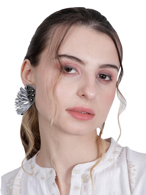 Elegant Angel Wing Earrings – Sterling Silver with Cluster Earrings/Hand Beaded