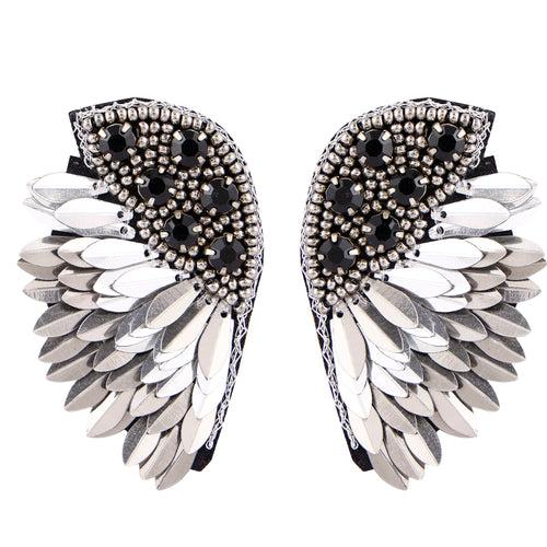 Elegant Angel Wing Earrings – Sterling Silver with Cluster Earrings/Hand Beaded