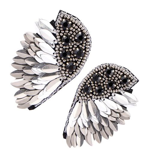 Elegant Angel Wing Earrings – Sterling Silver with Cluster Earrings/Hand Beaded