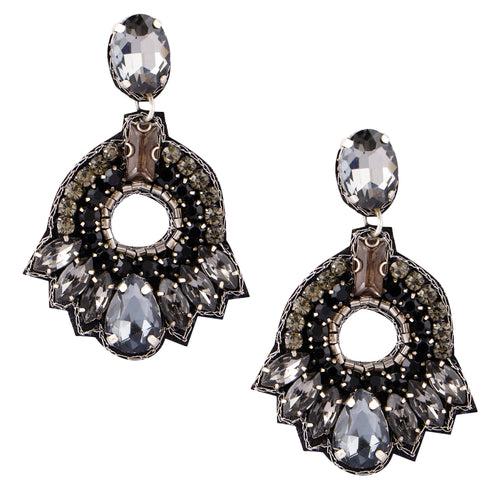 Black & Silver Crystals Midnight Bling Earrings – Elegant Sparkling Design with Stunning Contrast for a Glamorous Touch to Any Outfit