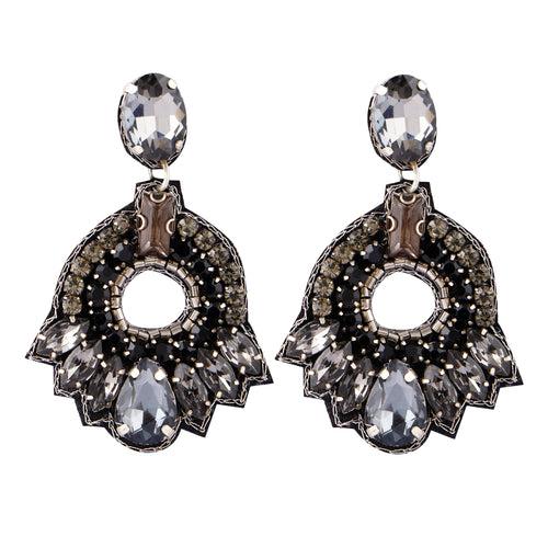 Black & Silver Crystals Midnight Bling Earrings – Elegant Sparkling Design with Stunning Contrast for a Glamorous Touch to Any Outfit