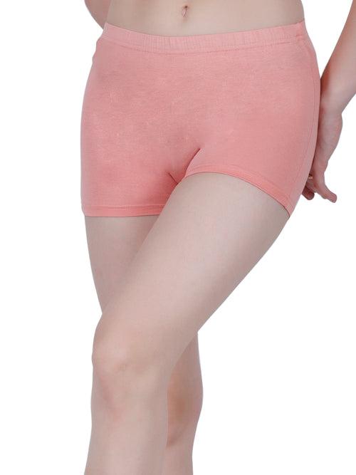 Bamboo Fabric Mid Rise Shorts | Peach & Black | Pack Of 2