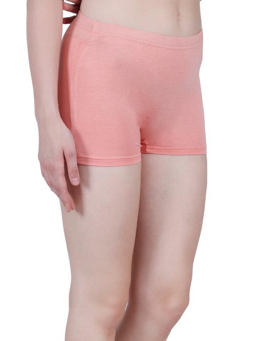 Bamboo Fabric Mid Rise Shorts | Peach & Black | Pack Of 2