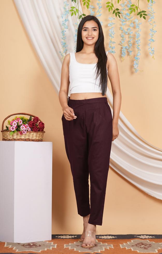 Women’s Linen Palazzo Pants – Effortless Style & Breathable Comfort | Wine Red