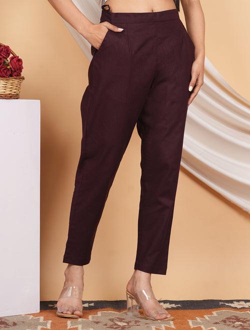 Women’s Linen Palazzo Pants – Effortless Style & Breathable Comfort | Wine Red