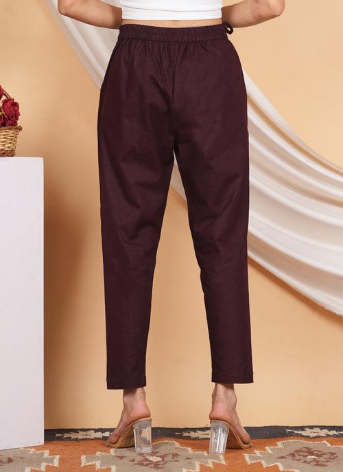 Women’s Linen Palazzo Pants – Effortless Style & Breathable Comfort | Wine Red