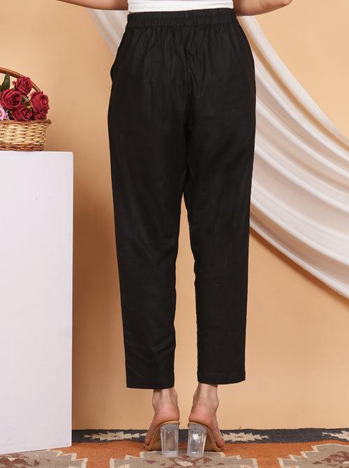 Women’s Linen Palazzo Pants – Effortless Style & Breathable Comfort | Black