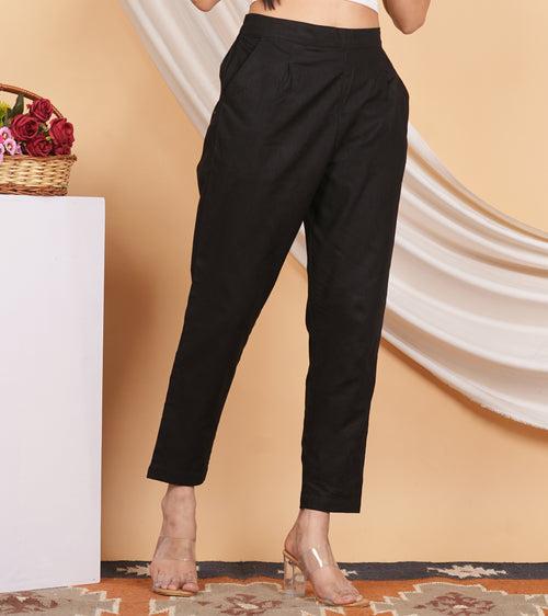 Women’s Linen Palazzo Pants – Effortless Style & Breathable Comfort | Black