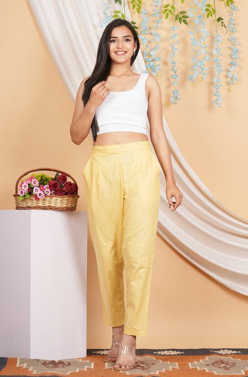 Women’s Linen Palazzo Pants – Effortless Style & Breathable Comfort | Yellow