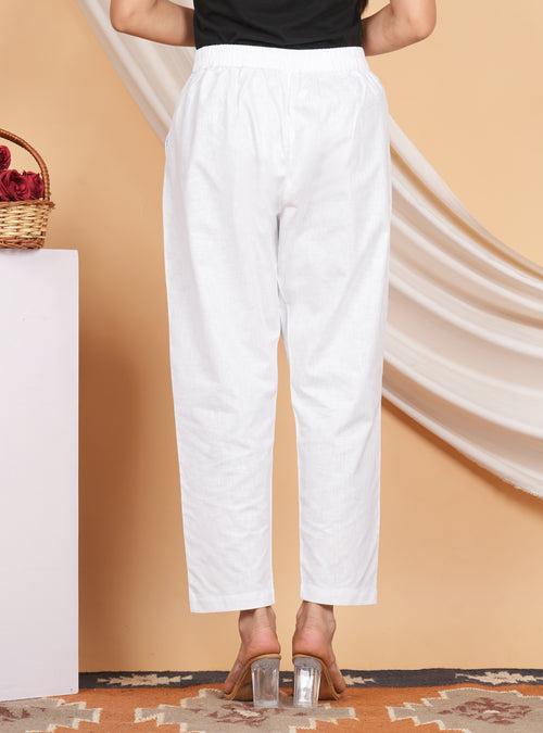 Women’s Linen Palazzo Pants – Effortless Style & Breathable Comfort | White