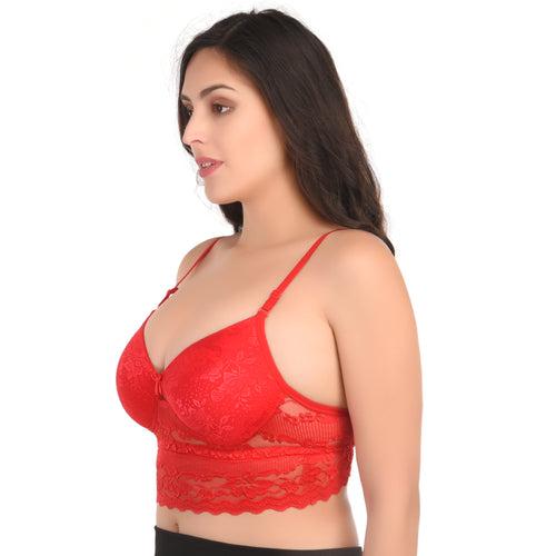 Suductive Lace Padded  Bra | Red