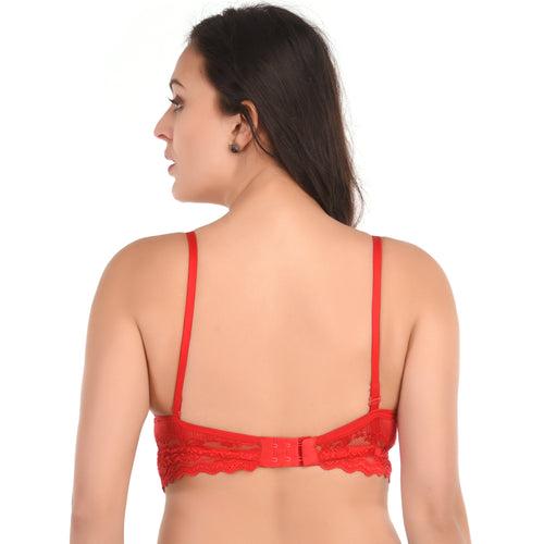 Suductive Lace Padded  Bra | Red