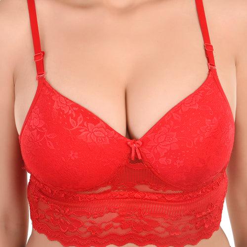 Suductive Lace Padded  Bra | Red