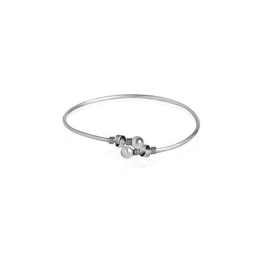 Oxidised Silver Bead Bangle Bracelet