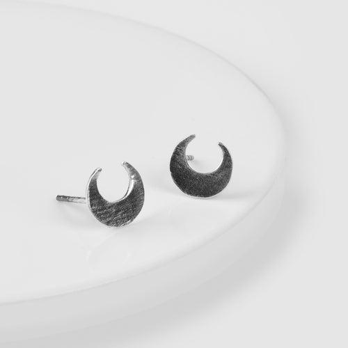 Oxidised Silver Trinket Moon Studs